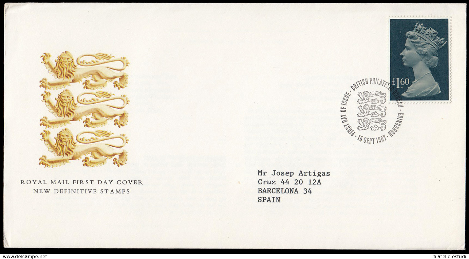 Gran Bretaña 1283 1987 SPD FDC Serie Reina Isabel II Sobre Primer Día Philatel - Ohne Zuordnung