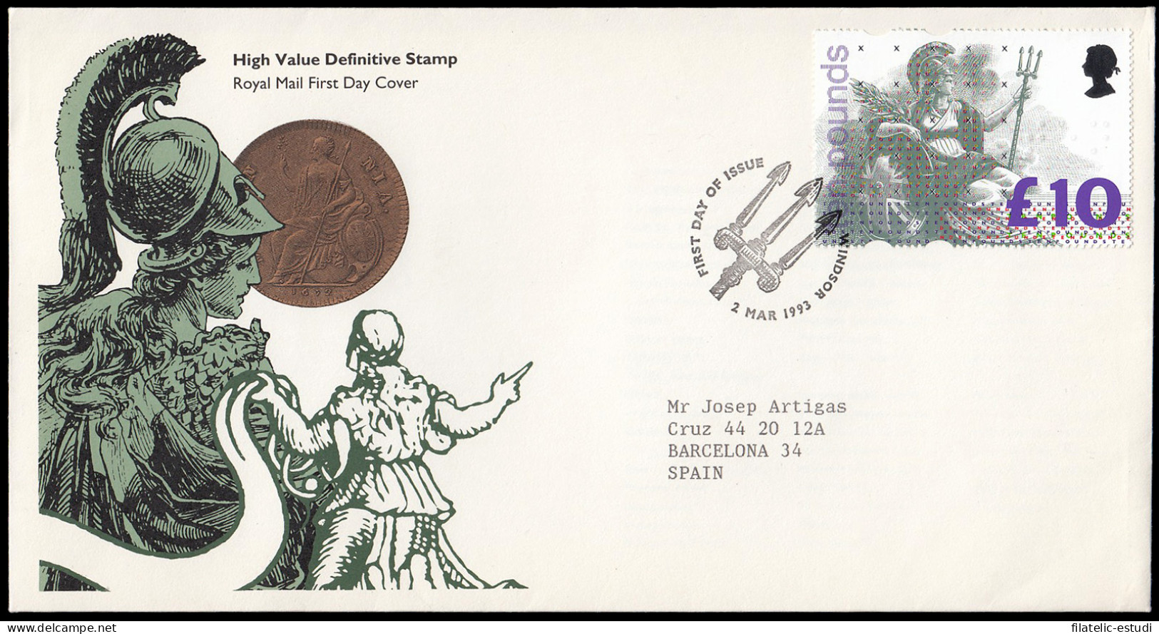 Gran Bretaña 1664 1993 SPD FDC Áreas Fluorescentes Inscripción En Braille Sobr - Non Classés