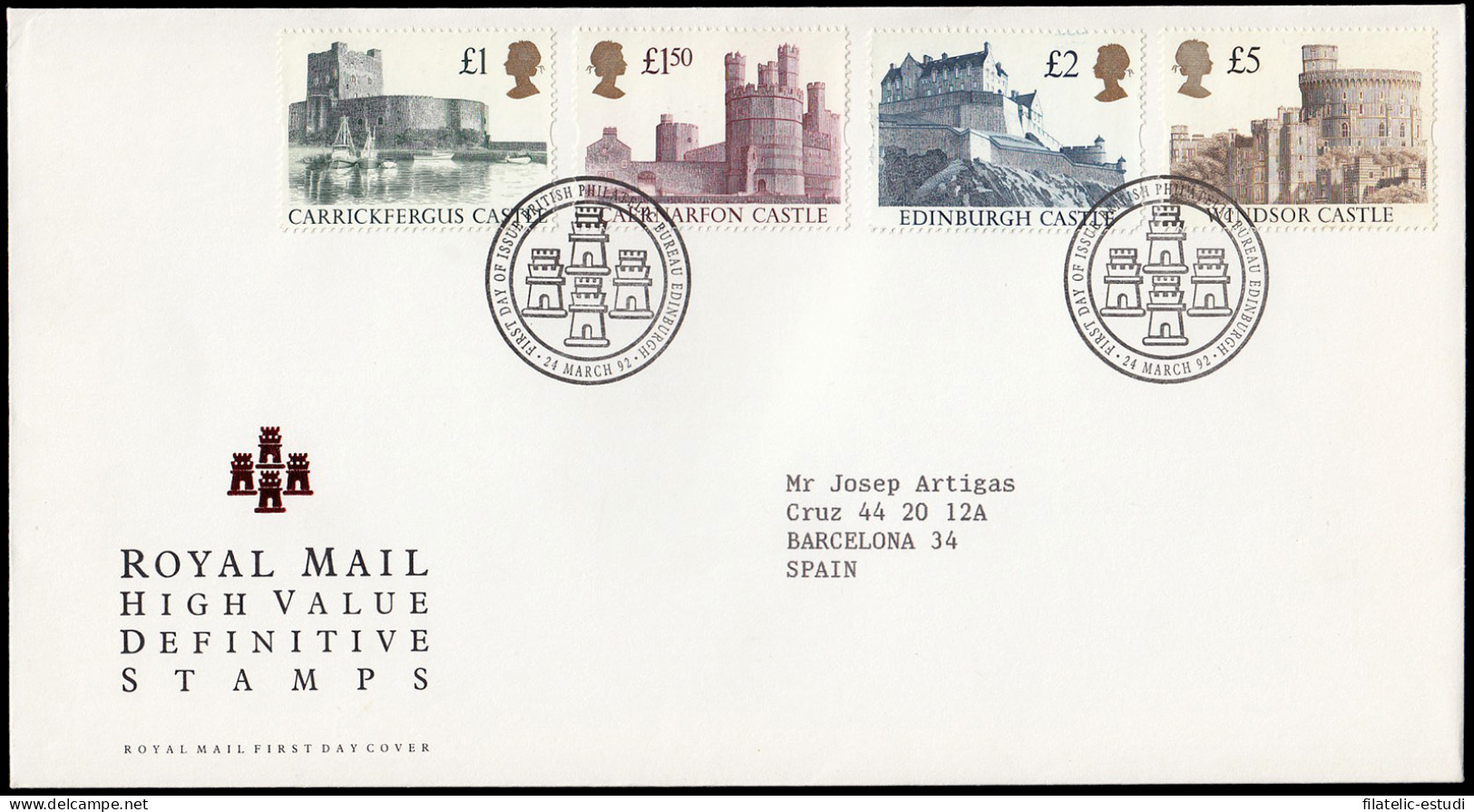 Gran Bretaña 1615/18 1992 SPD FDC Castillos Británicos Sobre Primer Día Philat - Unclassified