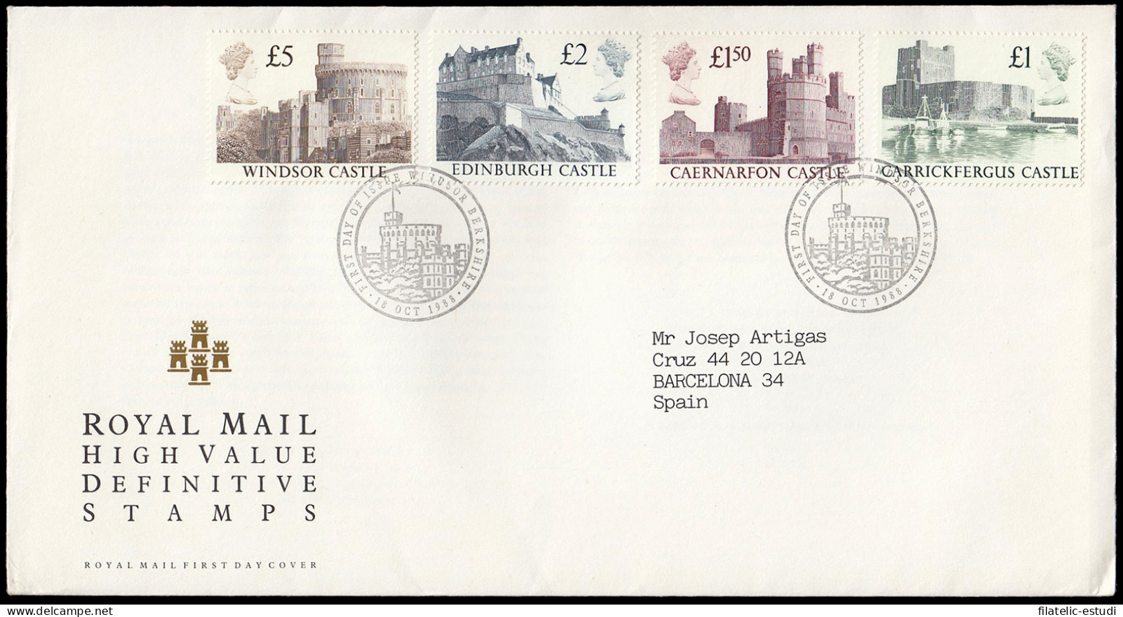 Gran Bretaña 1340/43 1988 SPD FDC Castillos Británicos Sobre Primer Día Windso - Non Classés