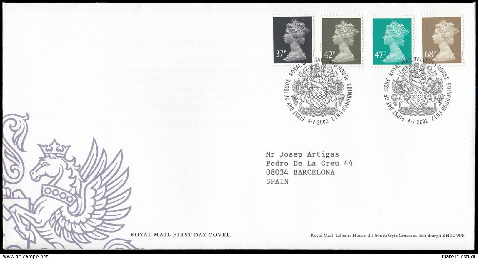 Gran Bretaña 2342/45 2002 SPD FDC Serie Reina Isabel II Sobre Primer Día Talle - Non Classificati