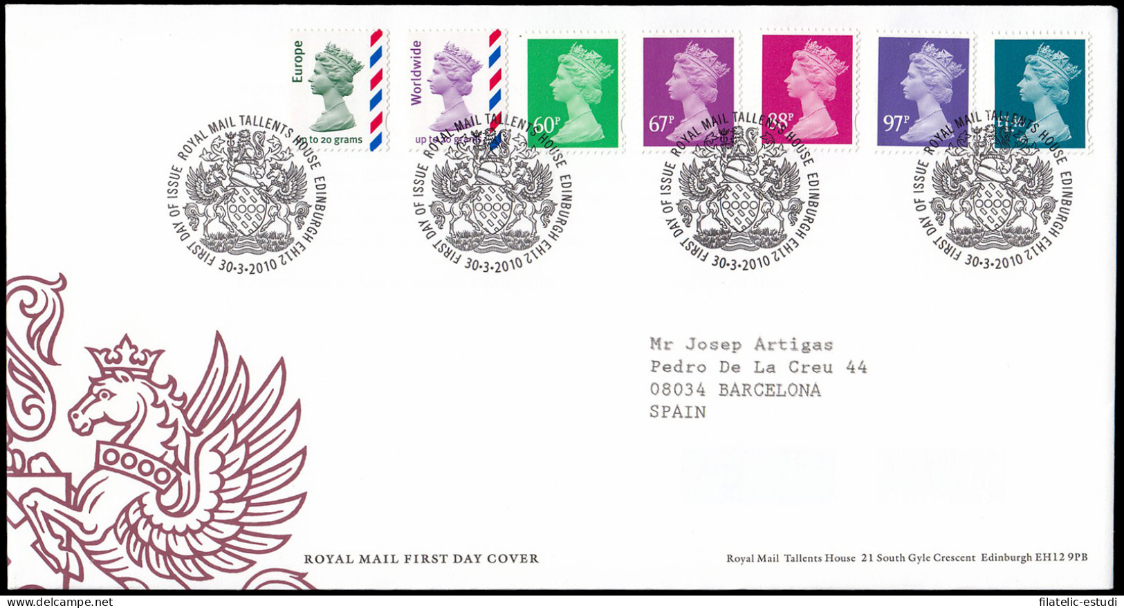 Gran Bretaña 3305/11 2010 SPD FDC Serie Reina Isabel II Sobre Primer Día Talle - Non Classificati