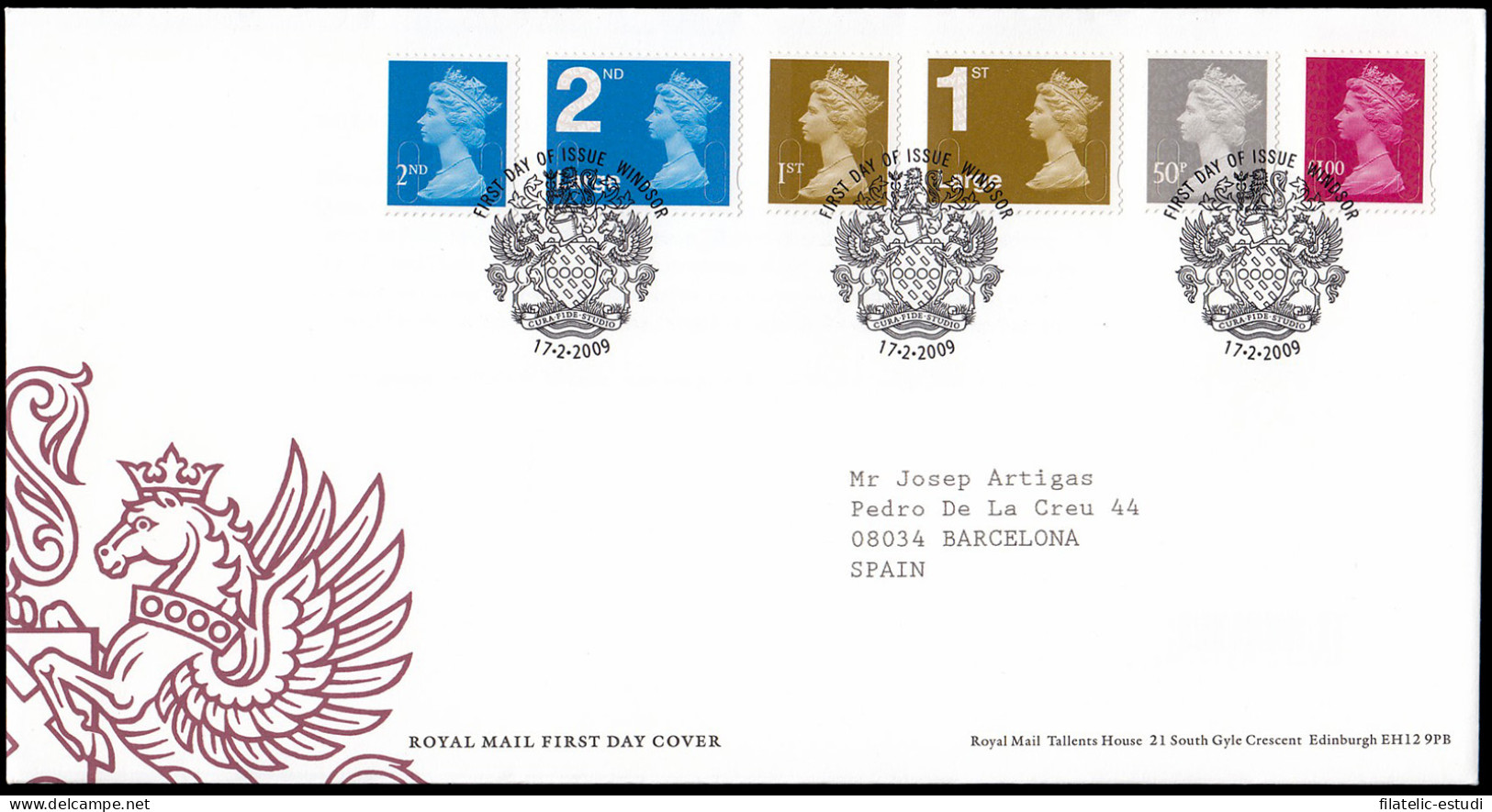 Gran Bretaña 3102/07 2009 SPD FDC Serie Reina Isabel II Sobre Primer Día Winds - Zonder Classificatie