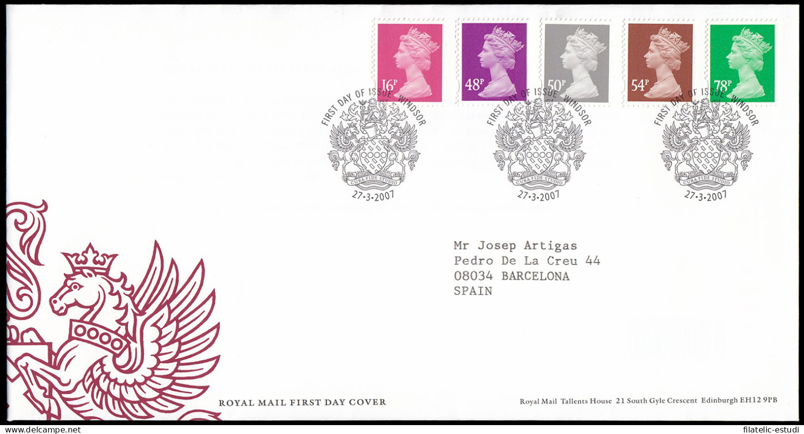 Gran Bretaña 2872/76 2007 SPD FDC Serie Reina Isabel II Sobre Primer Día Winds - Zonder Classificatie