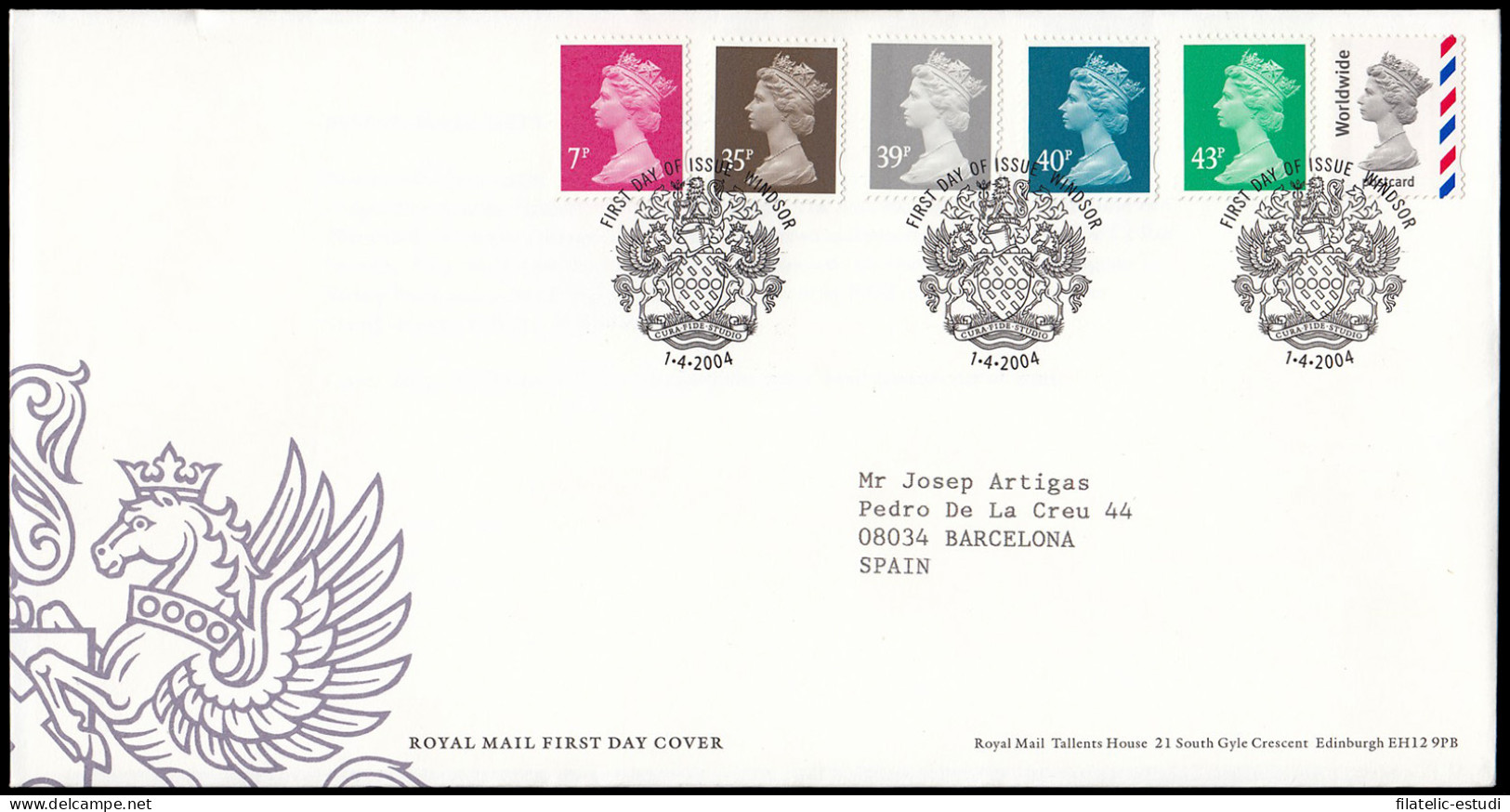 Gran Bretaña 2540/45 2004 SPD FDC Serie Reina Isabel II Sobre Primer Día Winds - Zonder Classificatie