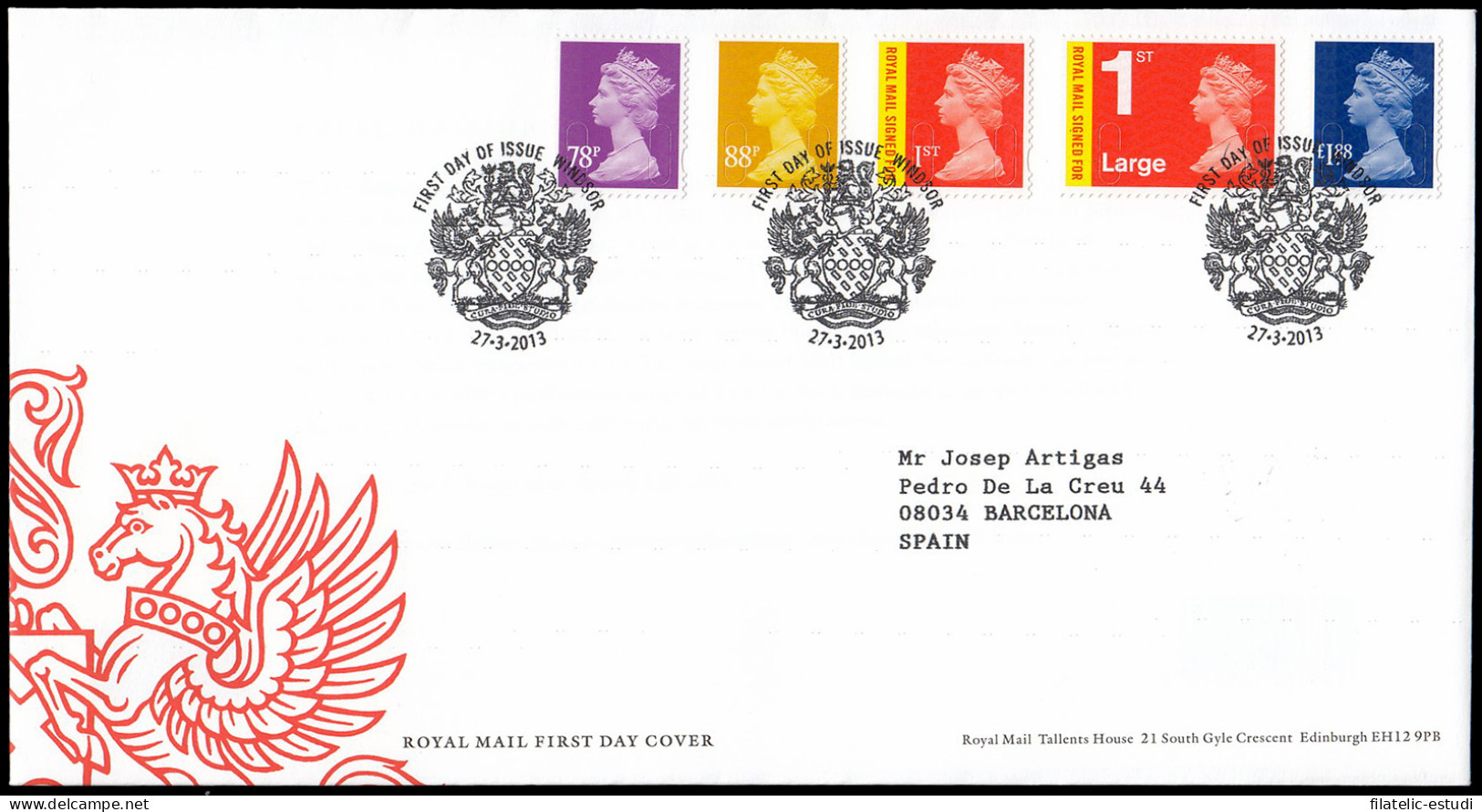 Gran Bretaña 3829/33 2013 SPD FDC Serie Reina Isabel II Sobre Primer Día Winds - Sin Clasificación