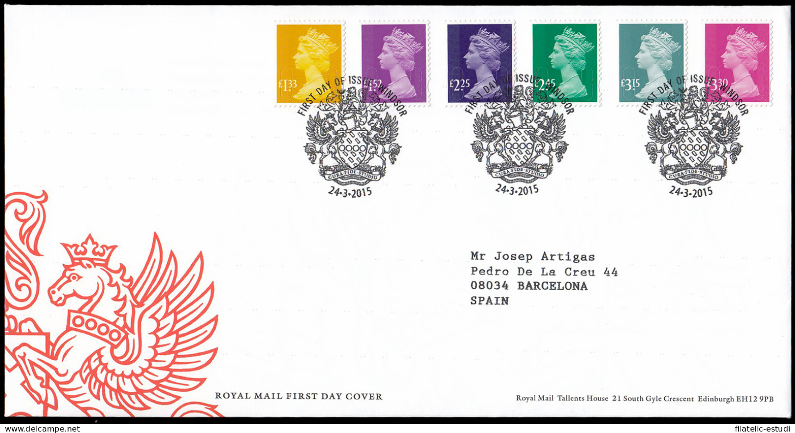 Gran Bretaña 4127/32 2015 SPD FDC Serie Reina Isabel II Sobre Primer Día Winds - Zonder Classificatie