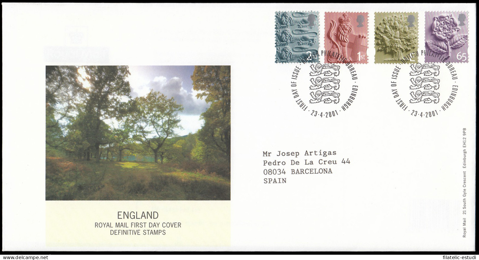 Gran Bretaña 2249/52 2001 SPD FDC Serie Regional Inglaterra  Sobre Primer Día  - Non Classés