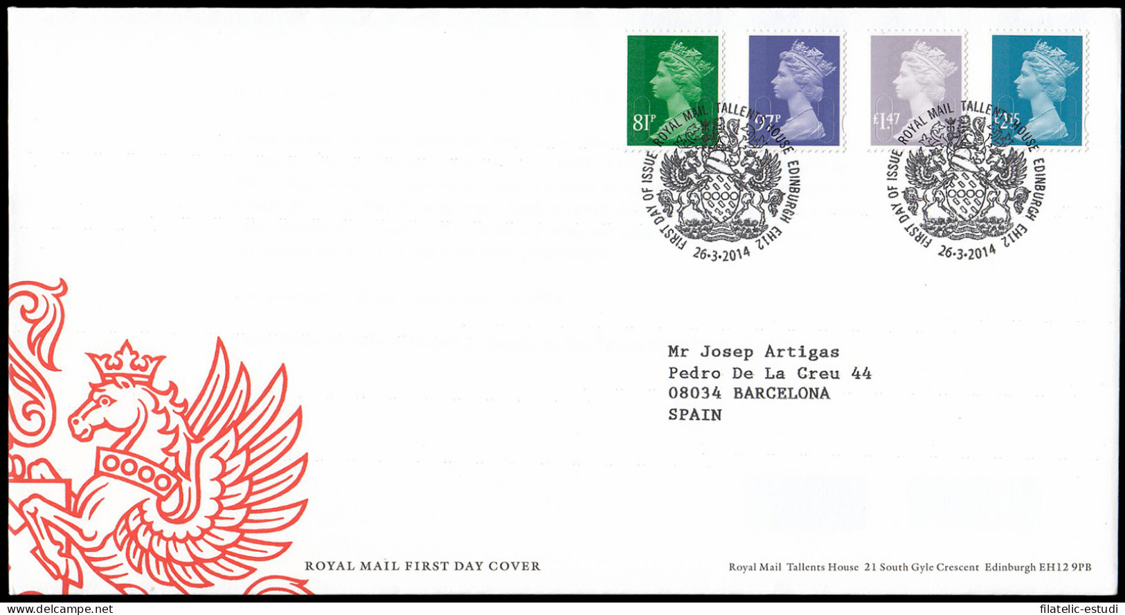 Gran Bretaña 3986/89 2014 SPD FDC Serie Reina Isabel II Sobre Primer Día Talle - Unclassified