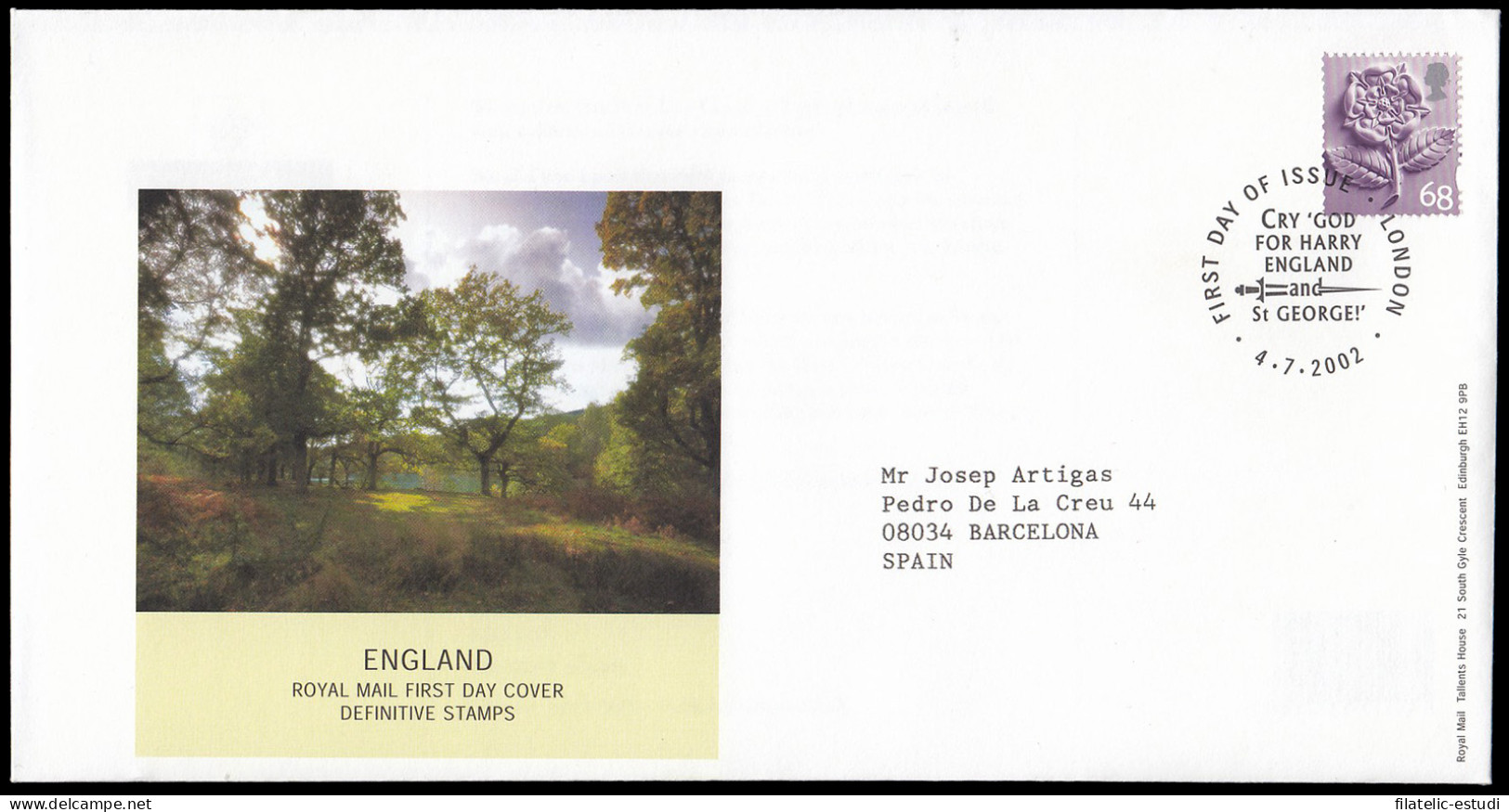 Gran Bretaña 2349 2002 SPD FDC Serie Regional Inglaterra Sobre Primer Día Lond - Non Classificati