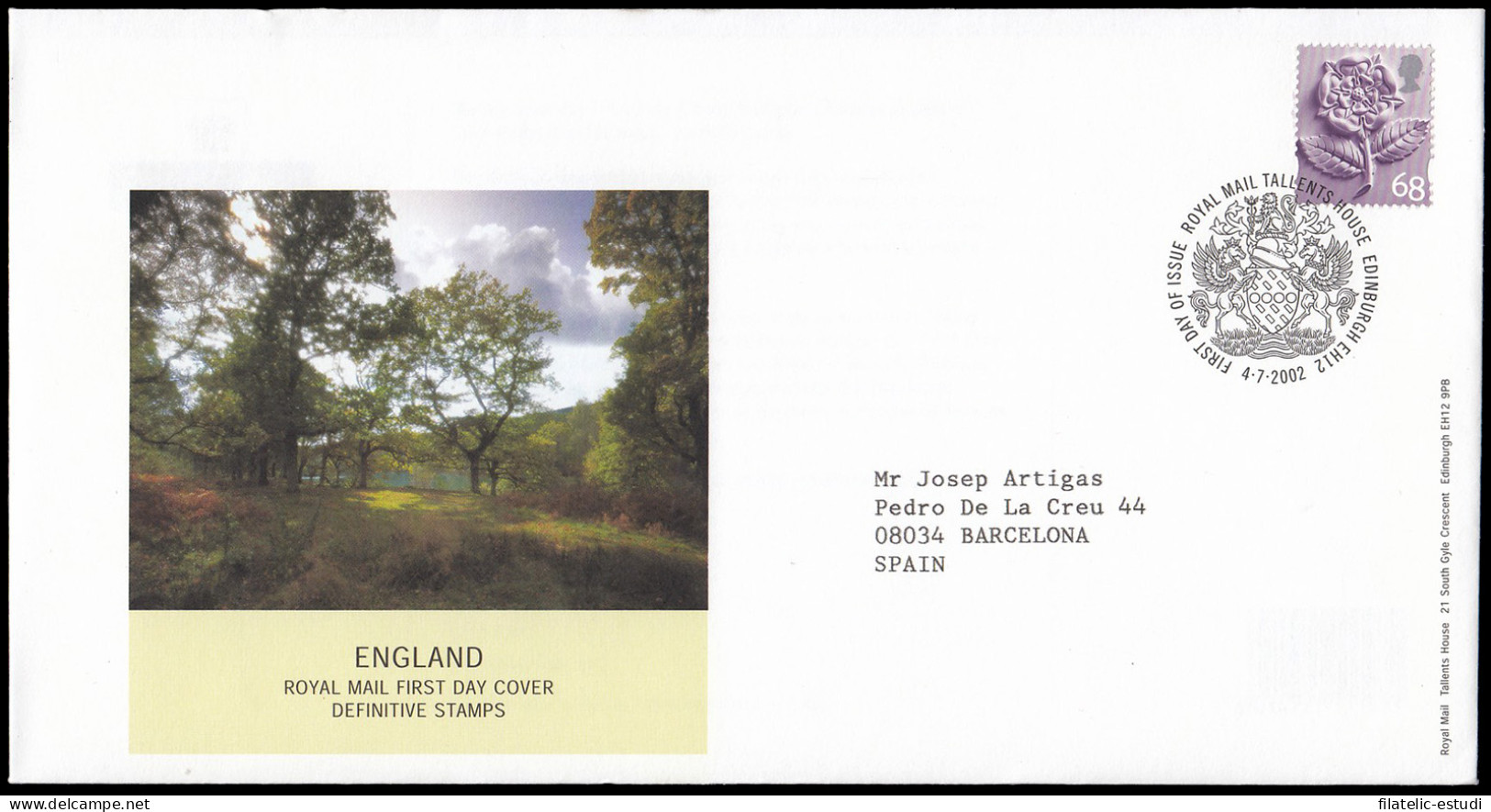 Gran Bretaña 2349 2002 SPD FDC Serie Regional Inglaterra  Sobre Primer Día Tal - Unclassified