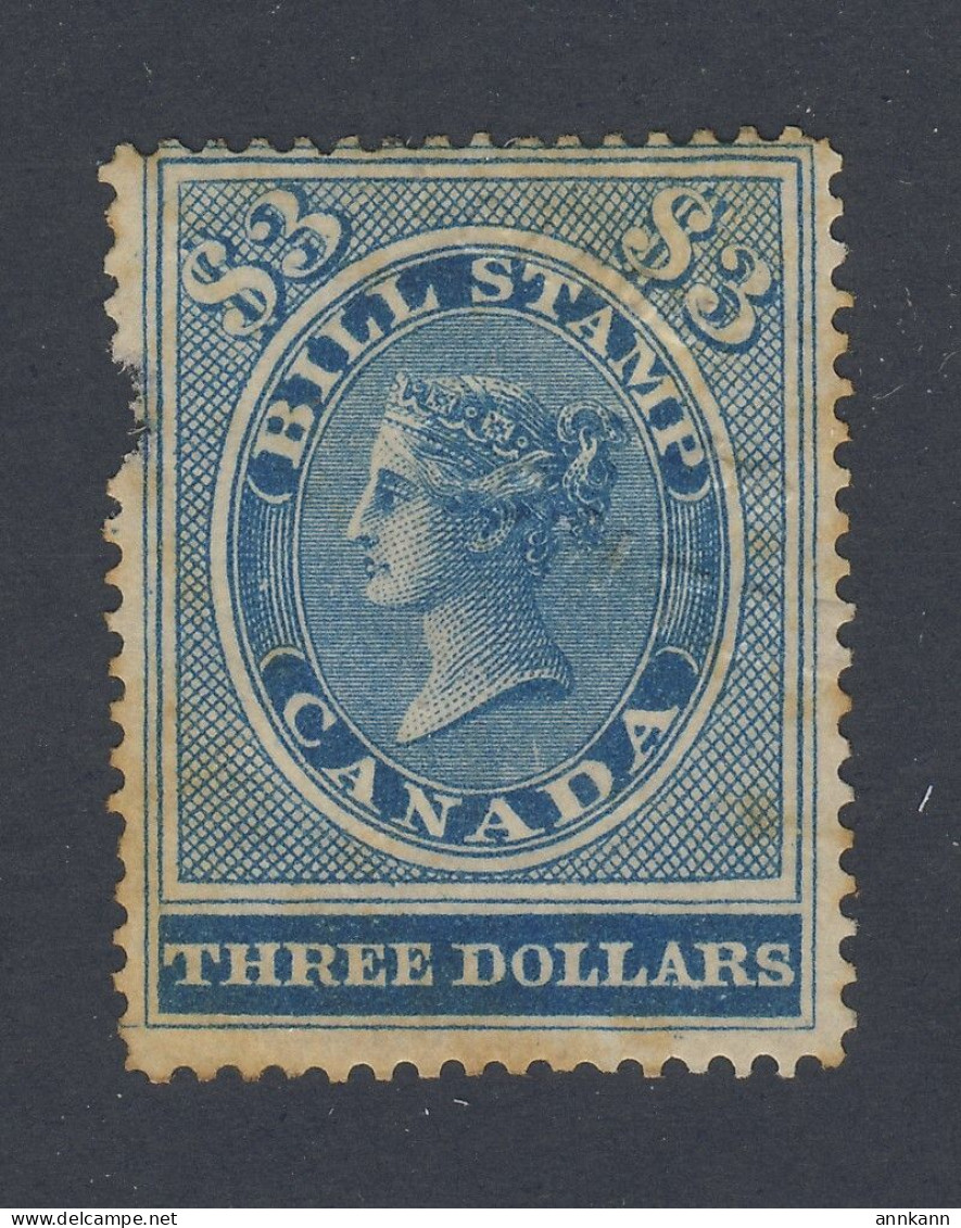 Canada Used Revenue Bill Stamp #FB17-$3.00 Pulled Perf. Guide Value = $85.00 - Fiscale Zegels
