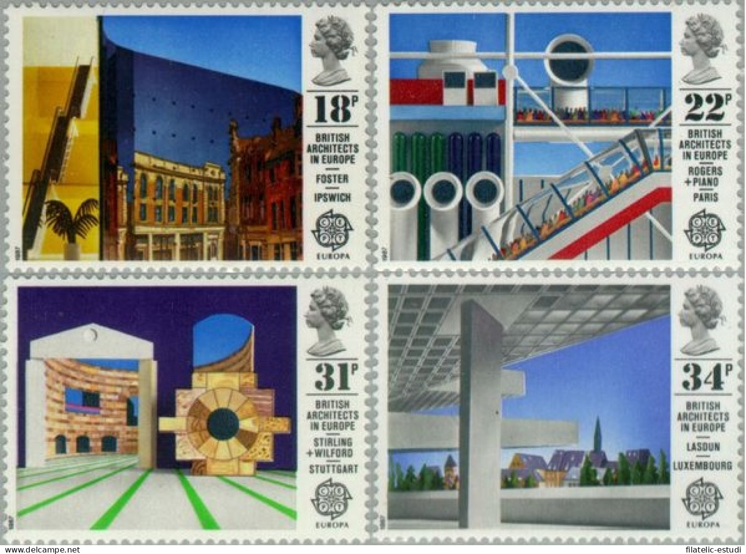 Gran Bretaña - 1266/69 - 1987 Europa-arquitectura Moderna-Lujo - Unclassified