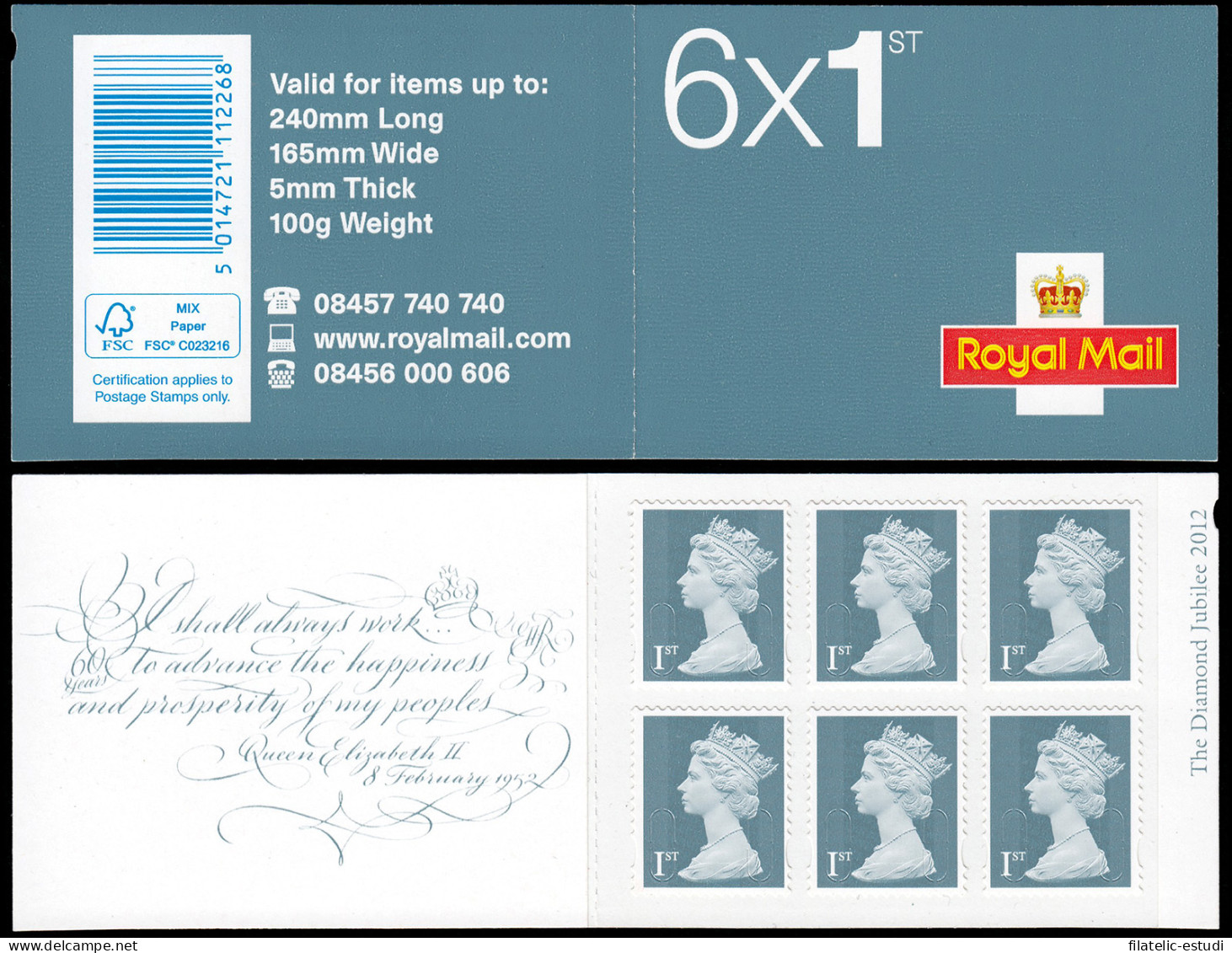 Gran Bretaña 3598 C3598-2 2012 Serie Reina Isabel II Carné MNH - Ohne Zuordnung