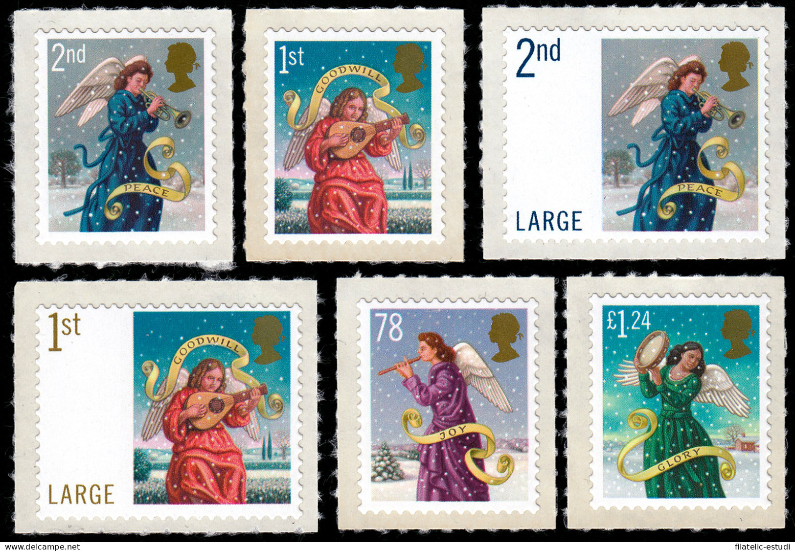 Gran Bretaña 2949/54 2007 Navidad Ángeles Músicos Autoadhesivos MNH - Zonder Classificatie