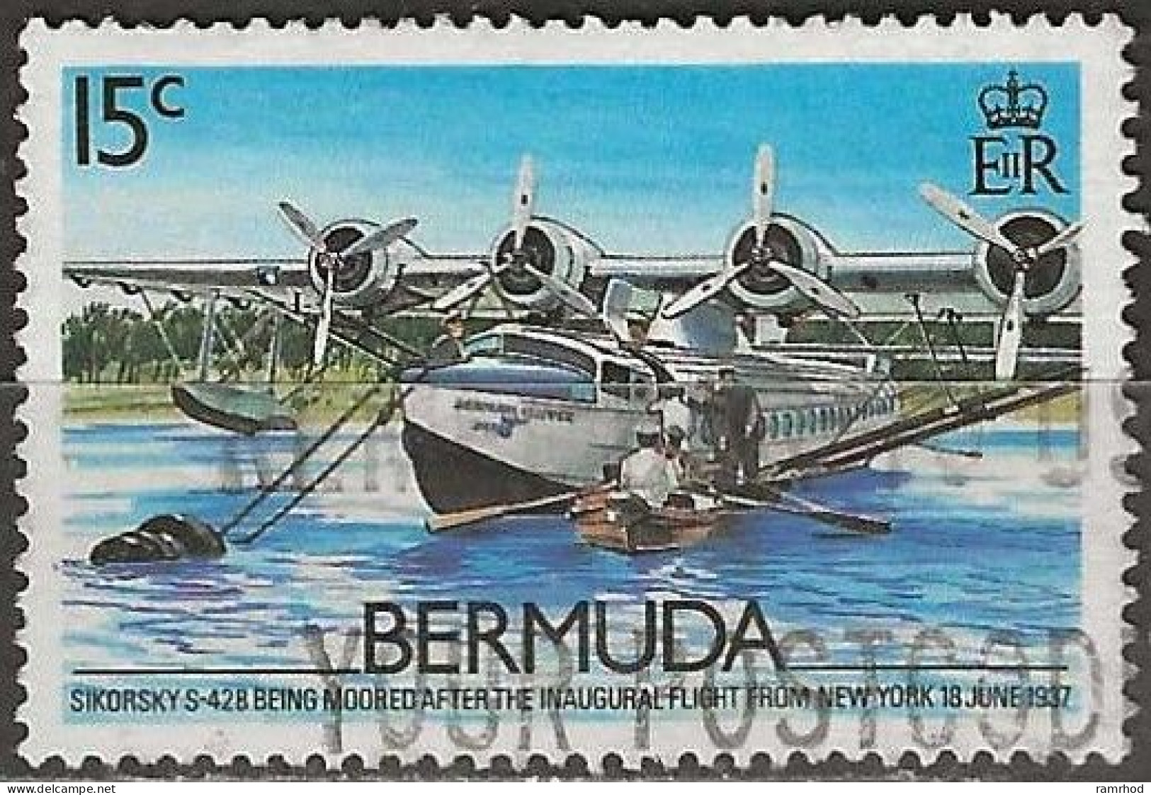 BERMUDA 1987 50th Anniversary Of Inauguration Of Bermuda–USA Air Service - 15c Sikorsky S-42B Flying Boat Bermuda Cl AVU - Bermudes