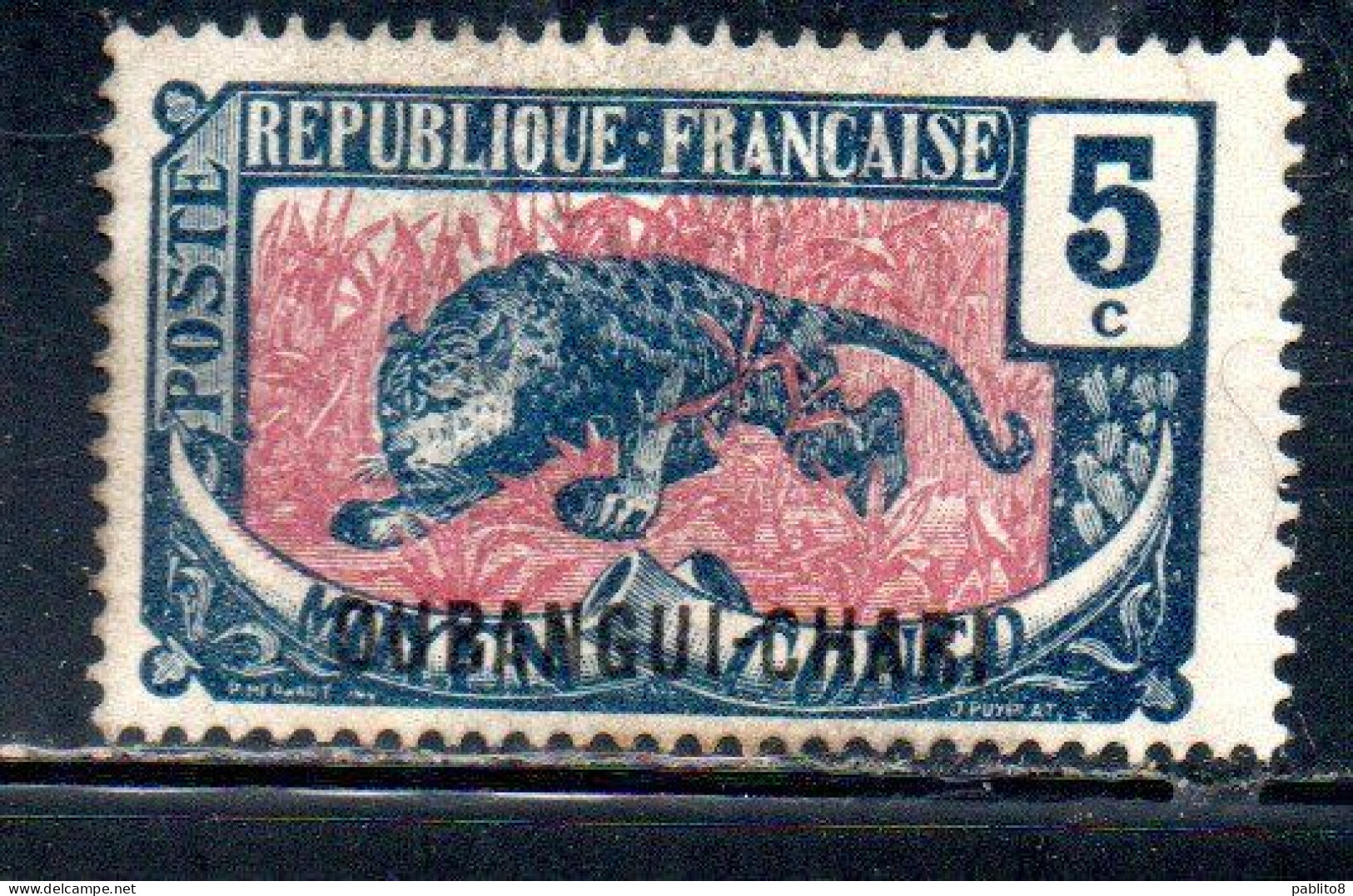 OUBANGUI CHARI UBANGI SHARI 1922 FAUNE FAUNA LEOPARD 5c MH - Unused Stamps
