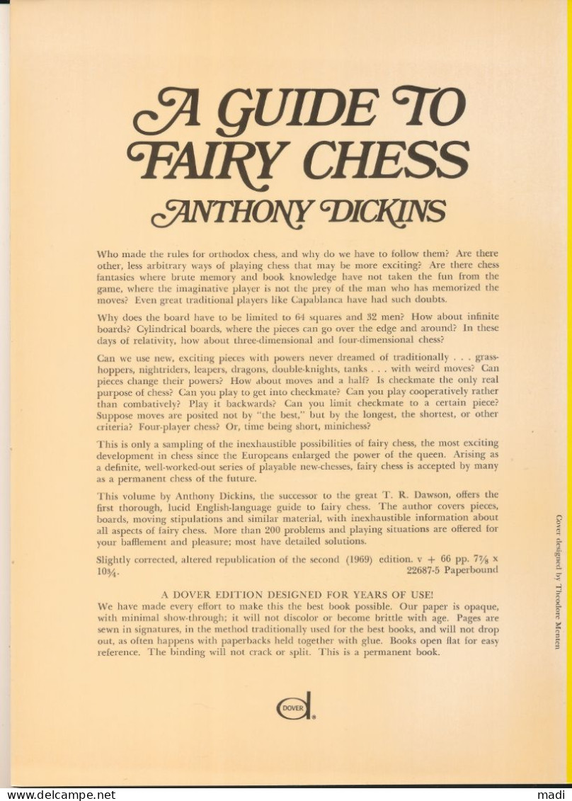Chess - A Guide To Fairy Chess 1971 - Anthony Dickins - Sport