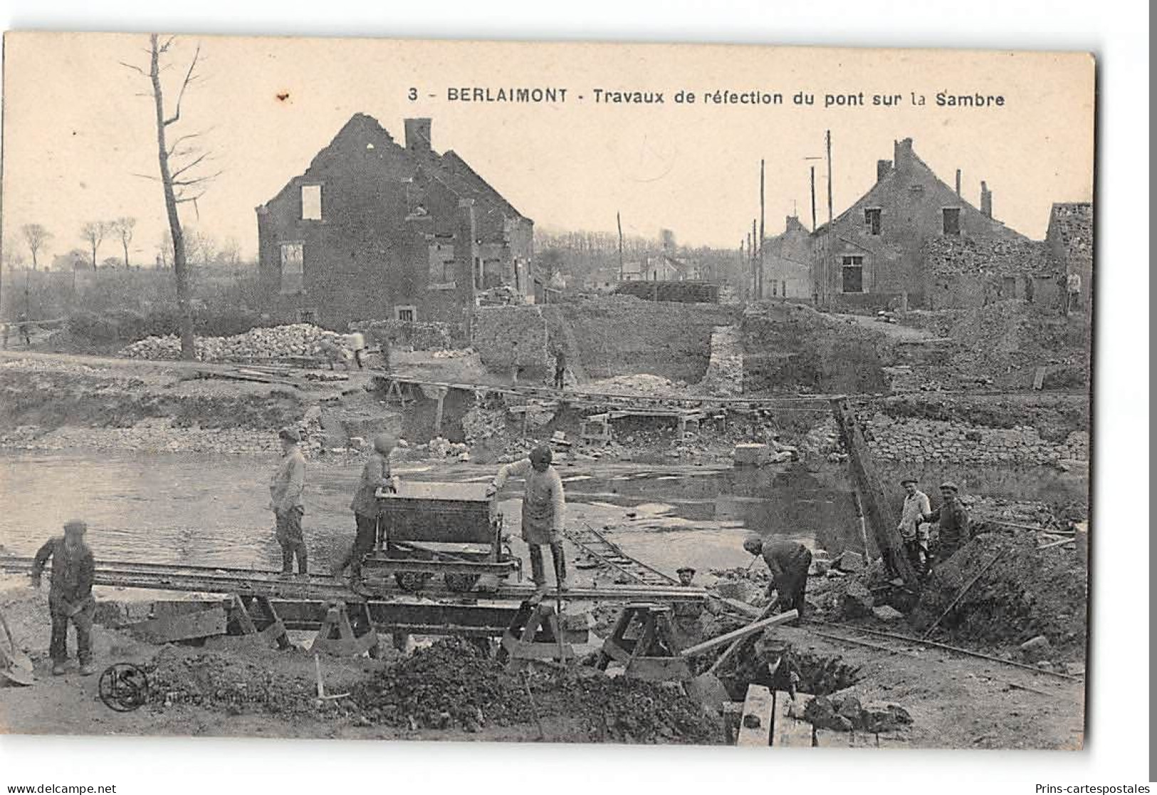 CPA 59 Berlaimont Travaux De Refection Du Pont Sur La Sambre - Berlaimont