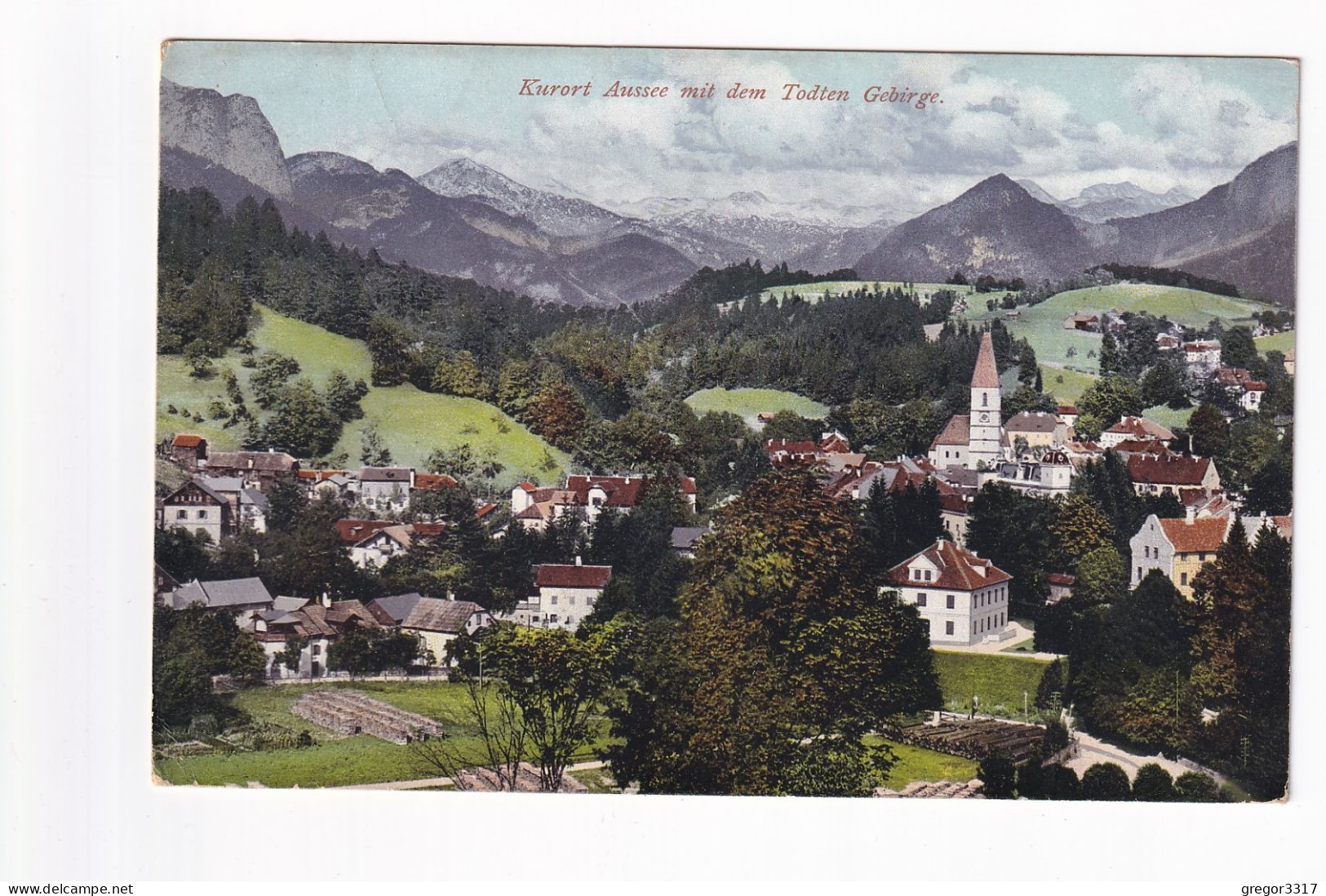 E5281)  Kurort AUSSEE - Häuser U. Kirche Mit Dem Todten Gebirge 1910 - Ausserland