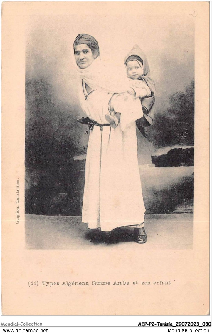 AEPP2-TUNISIE-0087 - TYPES ALGERIENS - FEMME ARABE ET SON ENFANT ALGERIE - Men