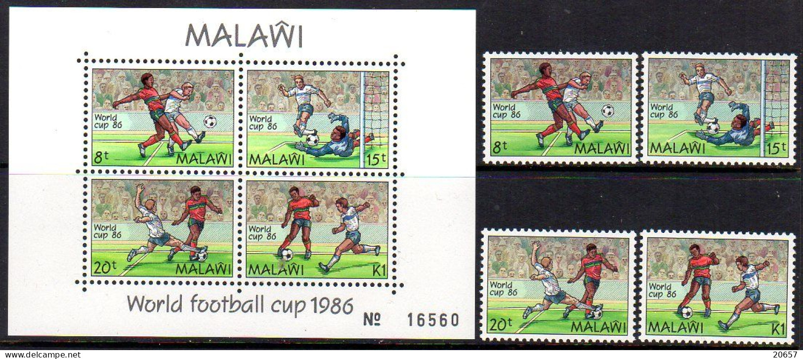 Malawi 0469/72 Et Bf 66 Mondial Football Mexico 86 - 1986 – México