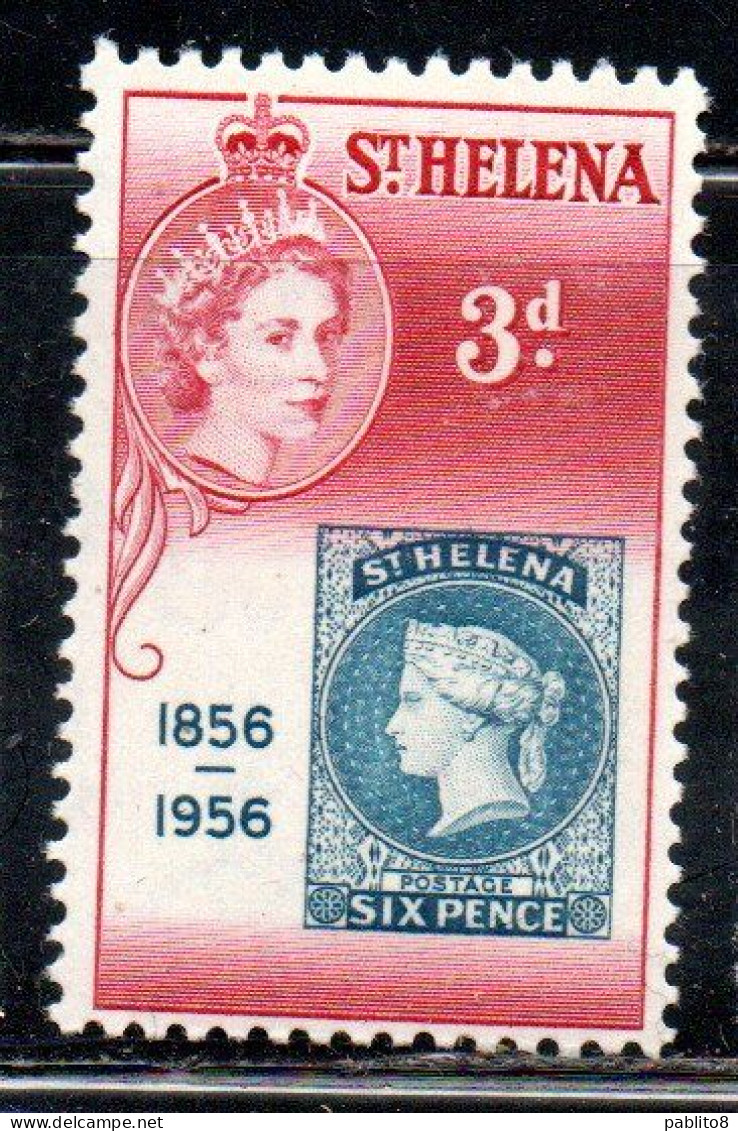 ST. SAINT HELENA ISLE ISOLA DI SANT'ELENA 1956 QUEEN ELIZABETH II CENTENARY OF THE FIRST POSTAGE STAMP 3p MNH - Sainte-Hélène