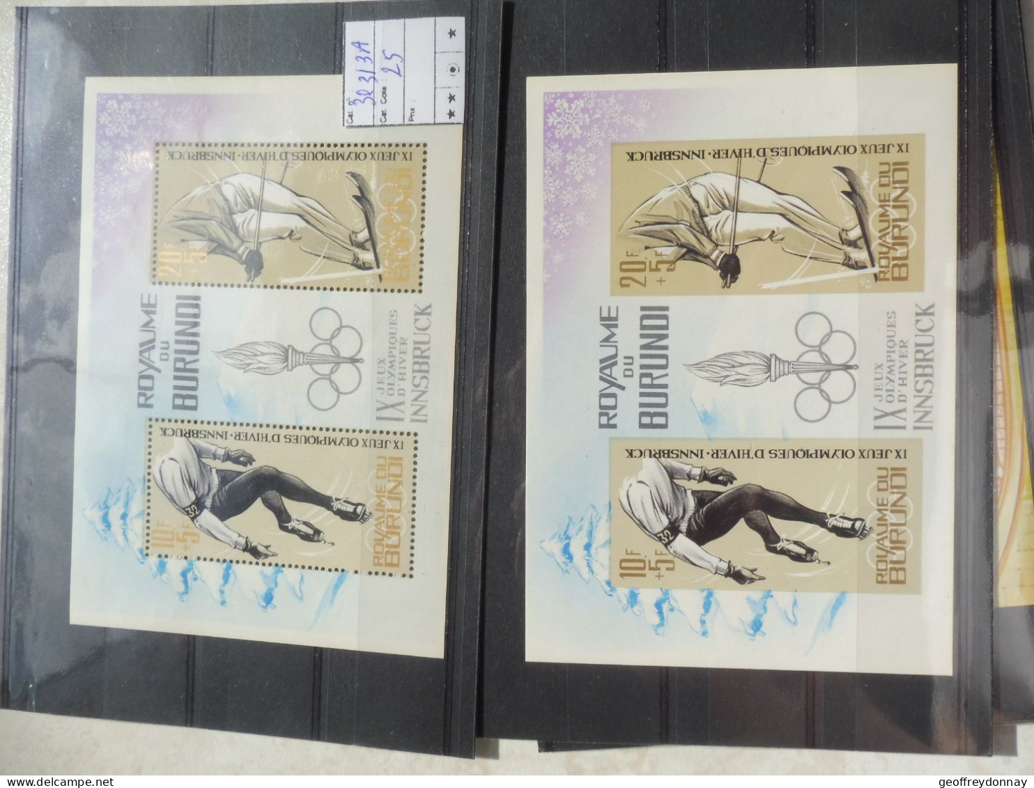 Burundi  Bl Bloc Blok 3/3A Getand Ongetand Mnh Neuf **  Perfect Parfait J.o. Hiver Insbruck - Nuevos