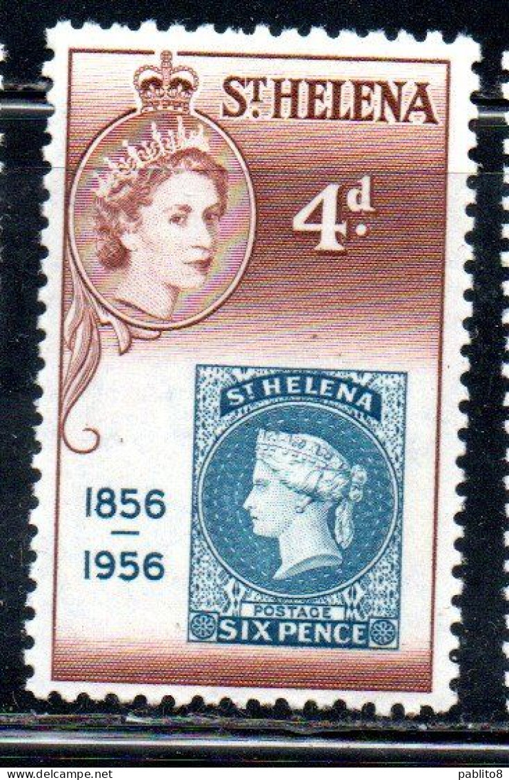 ST. SAINT HELENA ISLE ISOLA DI SANT'ELENA 1956 QUEEN ELIZABETH II CENTENARY OF THE FIRST POSTAGE STAMP 4p MNH - Sainte-Hélène