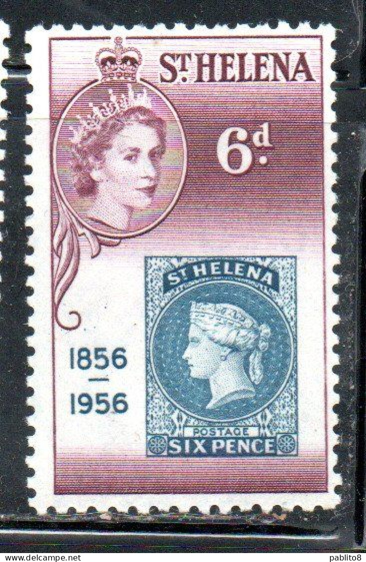 ST. SAINT HELENA ISLE ISOLA DI SANT'ELENA 1956 QUEEN ELIZABETH II CENTENARY OF THE FIRST POSTAGE STAMP 6p MNH - Sainte-Hélène