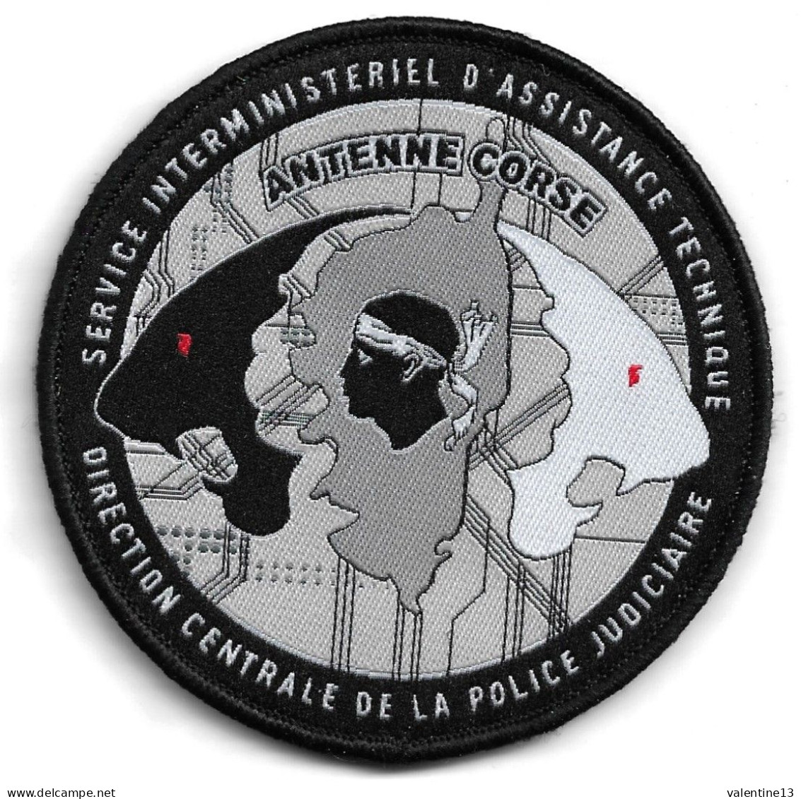 Ecusson POLICE NATIONALE DCPJ DETACHEMENT CORSE S.I.A.T Fond Gris - Police & Gendarmerie