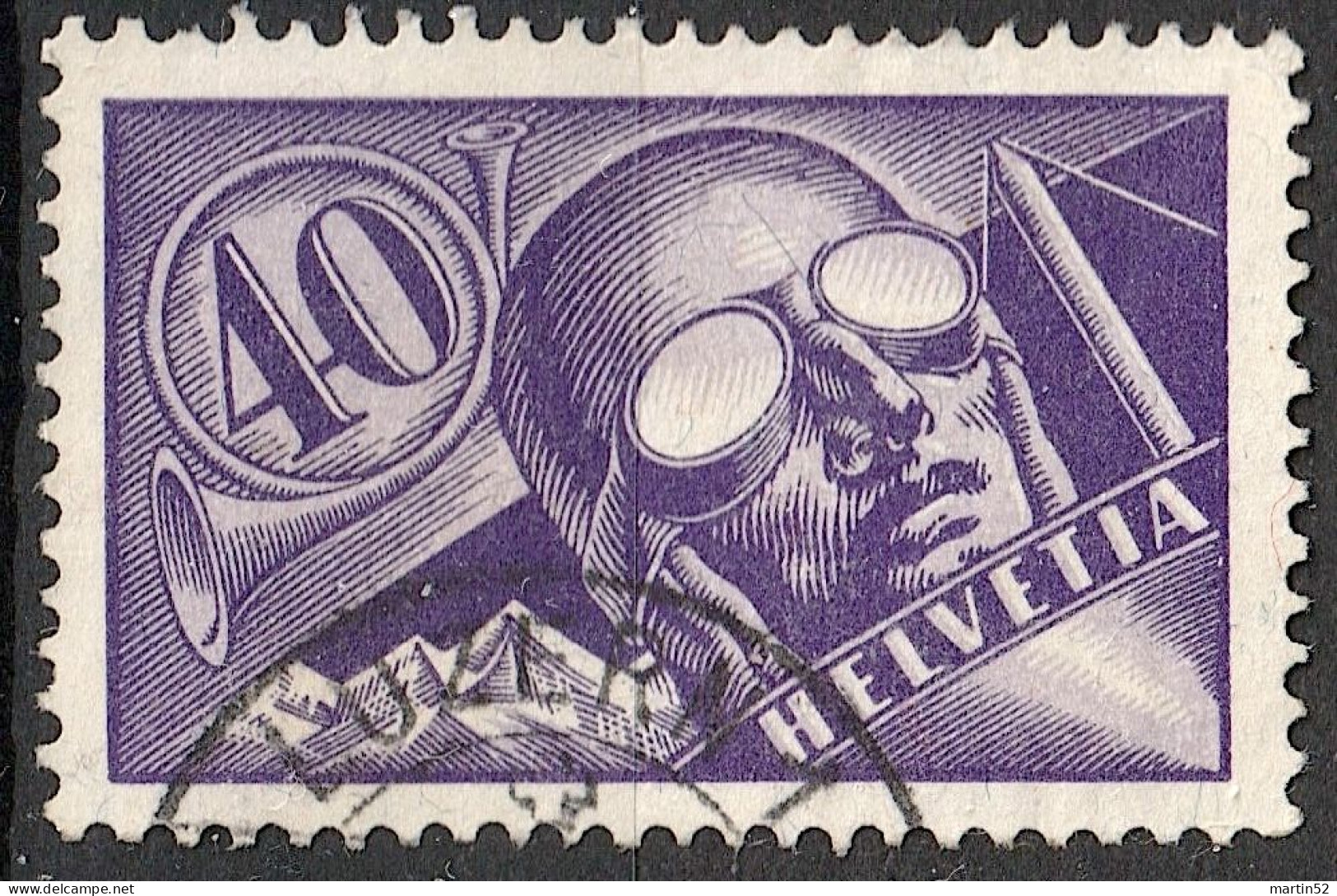 Schweiz Suisse 1923: Pilot / Aviateur Zu Flug 7 Mi 182 Yv PA 7 Mit Halbmond-⊙ LUZERN 1 ⊙ Demi-lune (Zu CHF 85.00) - Oblitérés