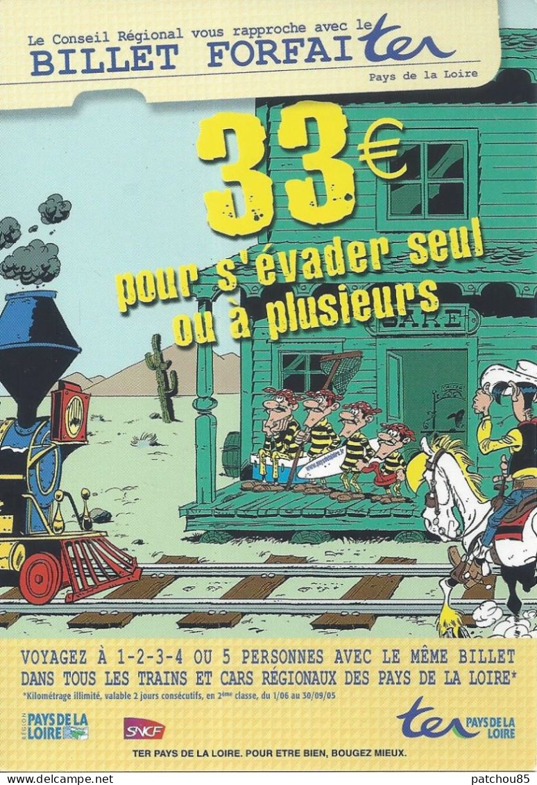 CPM  Bande Dessinées Les Daltons Avec Lucky Luke  Pub Pour Billet Forfait  Ter Pays De Loire - Fumetti