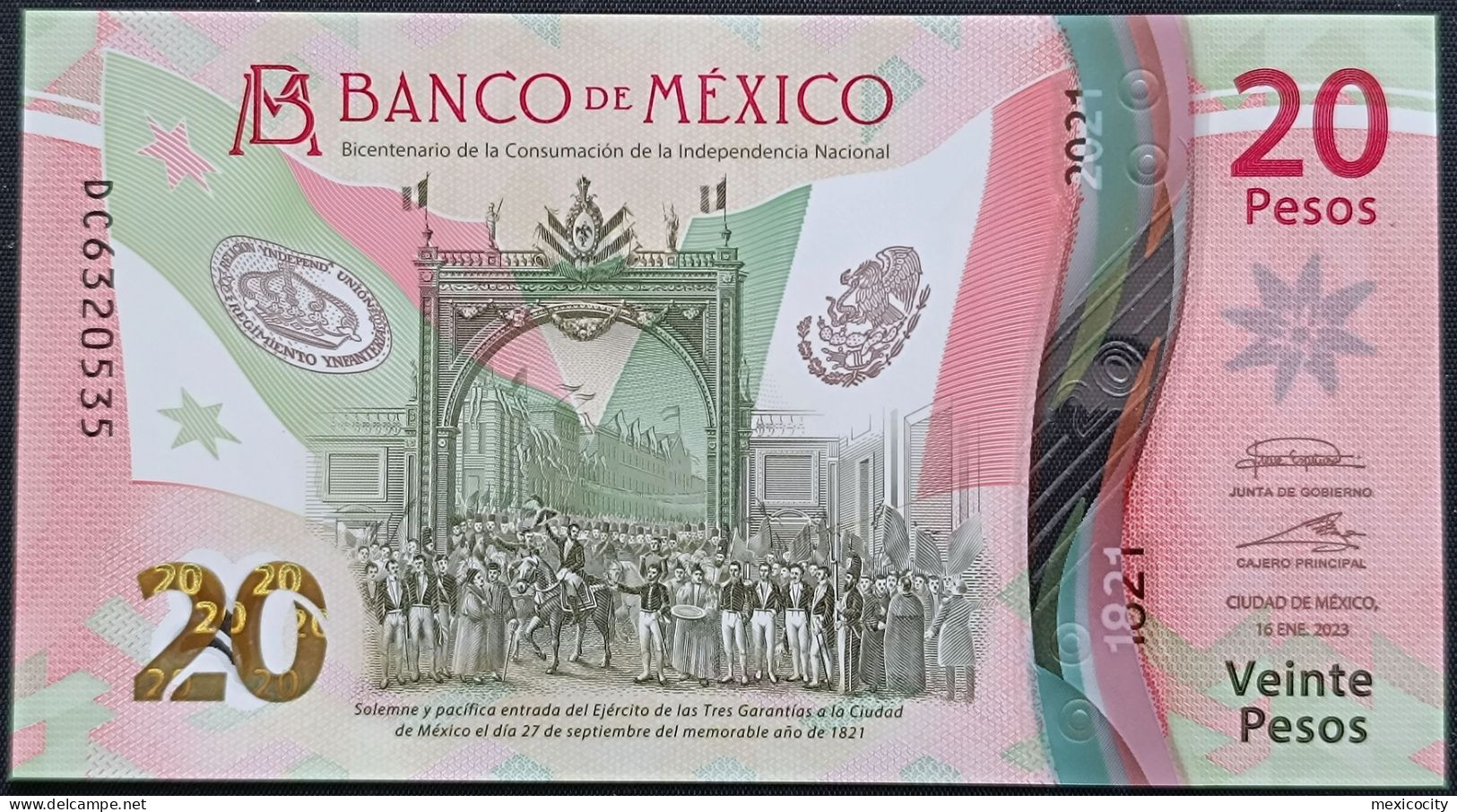 MEXICO $20 ! SERIES DC NEW 16-JAN-2023 DATE ! Irene Esp. Sign. INDEPENDENCE POLYMER NOTE Read Descr. For Notes - Mexique