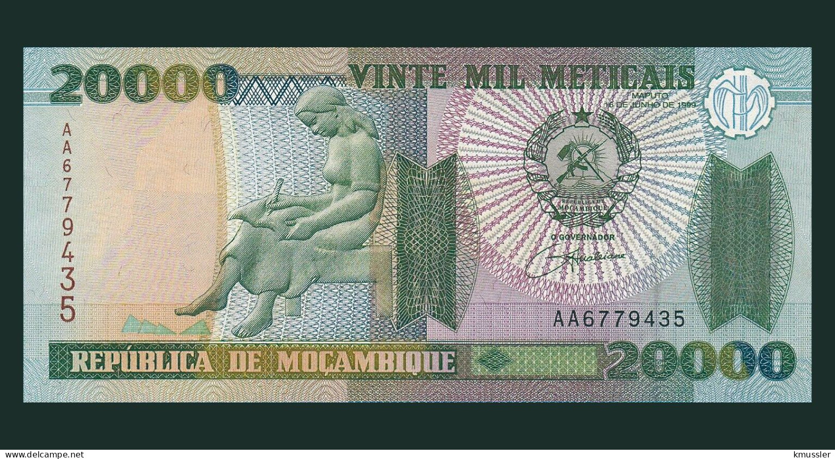 # # # Banknote Mosambik (Mozambique) 20.000 Meticais 1999 (P-140) UNC # # # - Mozambique