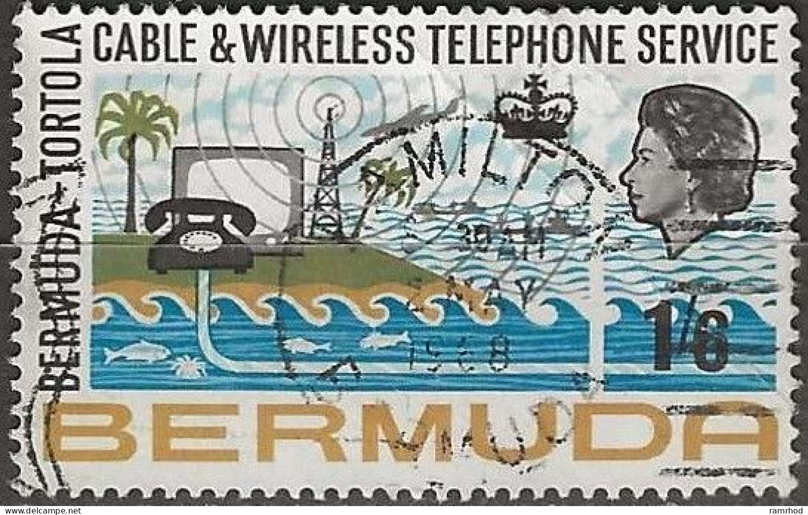 BERMUDA 1967 Inauguration Of Bermuda – 1s6d Tortola Telephone Service FU - Bermudes