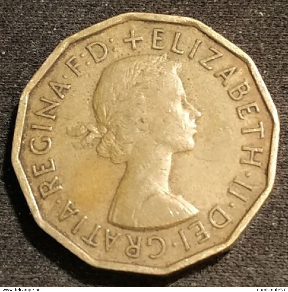 GRANDE BRETAGNE - 3 PENCE 1957 - Elizabeth II - 1ère Effigie - Sans "BRITT:OMN:" - KM 900 - F. 3 Pence