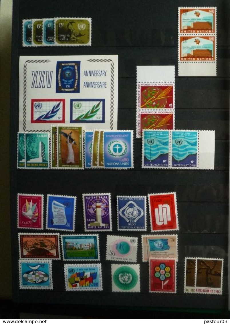 Nations Unies Collection nombre important de timbres et blocs et  plus 16 feuillets drapeaux