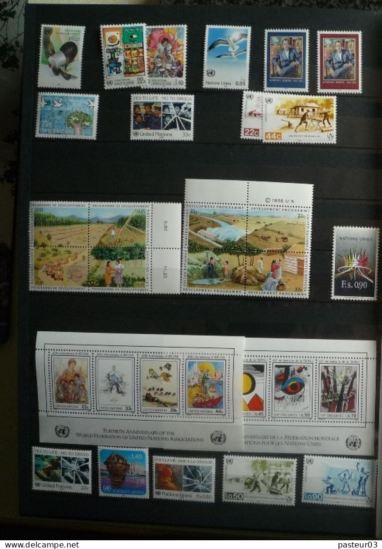 Nations Unies Collection nombre important de timbres et blocs et  plus 16 feuillets drapeaux