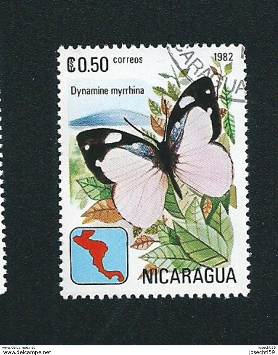N°  1180 Papillons DYNAMINE MYRRHINA 0.50 TIMBRE Nicaragua (1982) Oblitéré - Nicaragua