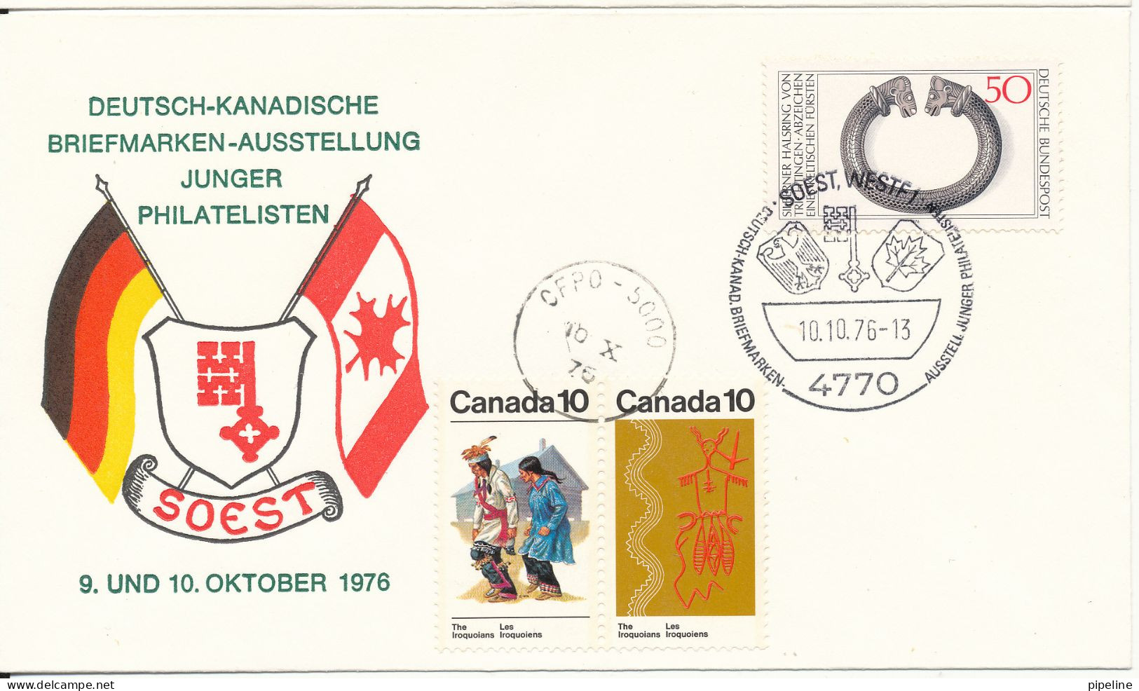 Germany Cover German & Canadian Stamp Exhibition Soest 10-10-1976 With Cachet - Expositions Philatéliques