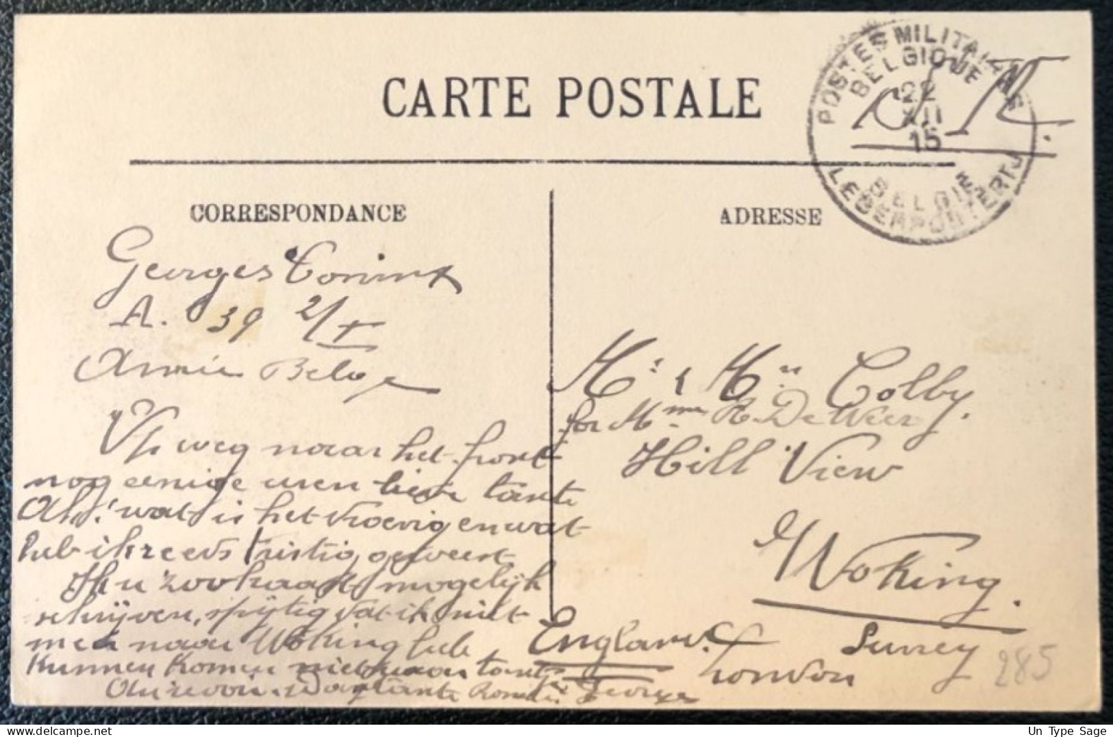 Belgique, Divers Sur CPA (bateau) - Cachet POSTE MILITAIRE BELGIQUE 22.12.1915 - (B121) - Legerstempels