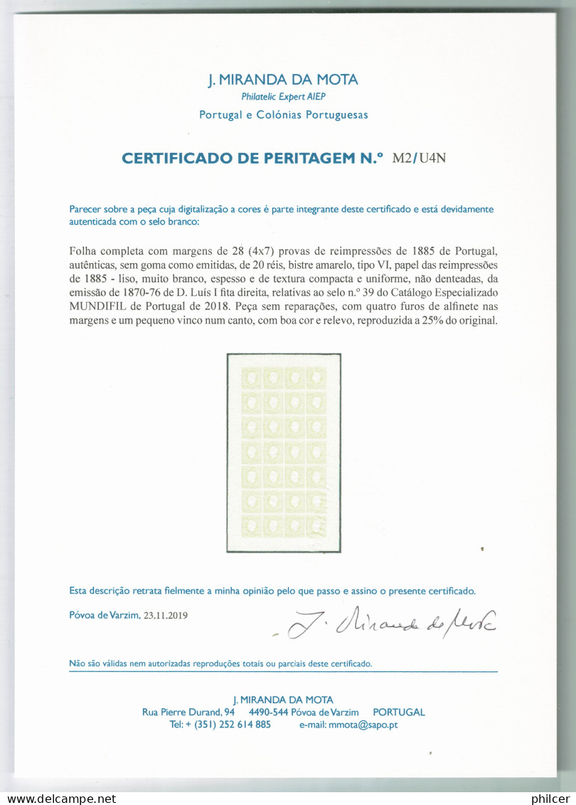 Portugal, 1885, # 39, Tipo VI, Com Certificado, MNG - Ongebruikt