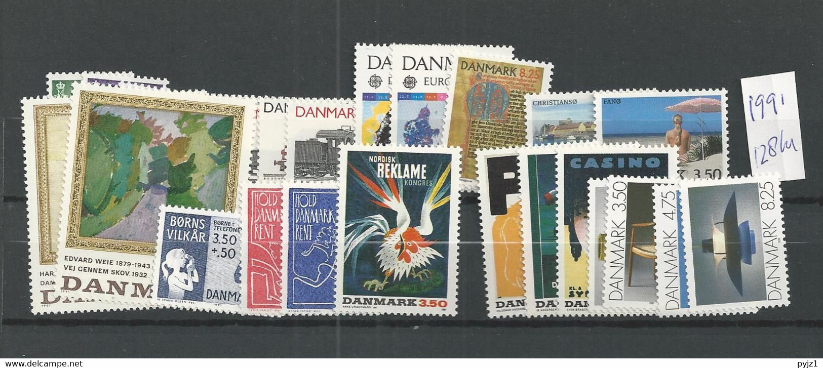 1991 MNH Denmark, Year Complete, Postfris** - Años Completos