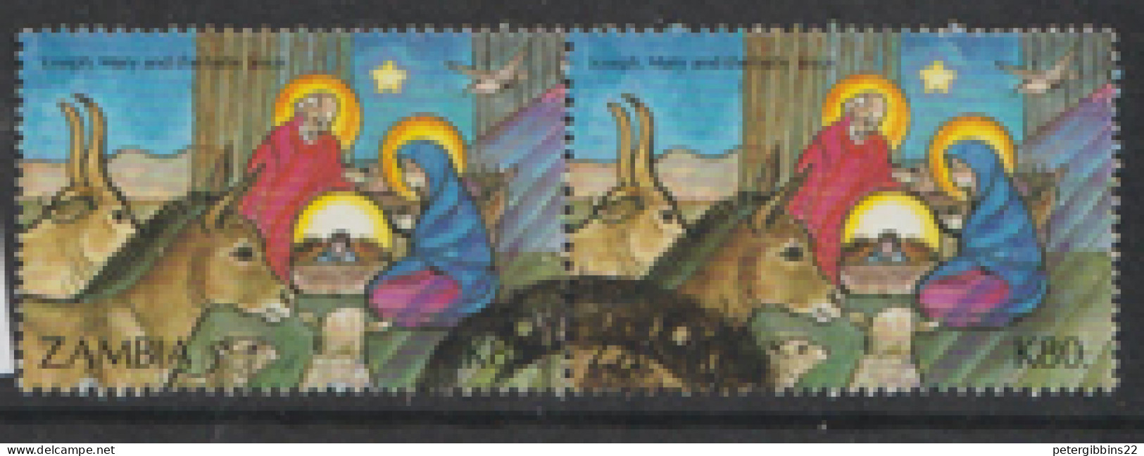 Zambia  1992  SG 709  Christmas   Fine Used  Pair - Zambie (1965-...)