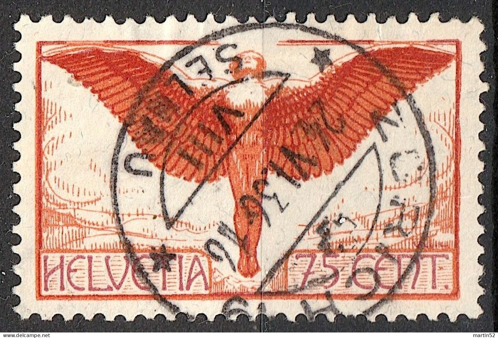 Schweiz Suisse 1924: IKARUS Zu Flug 11y Mi 190x Yv PA11a (glatt Lisse) Mit Voll-⊙ ZÜRICH 24.VI.36 (Zu CHF 120.00) - Oblitérés