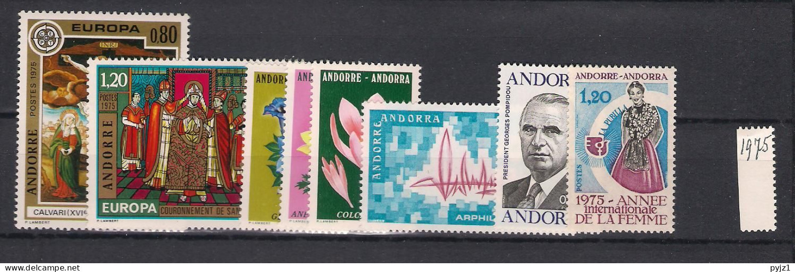 1975 MNH Andorra (French), Year  Complete According To Michel, Postfris** - Ganze Jahrgänge