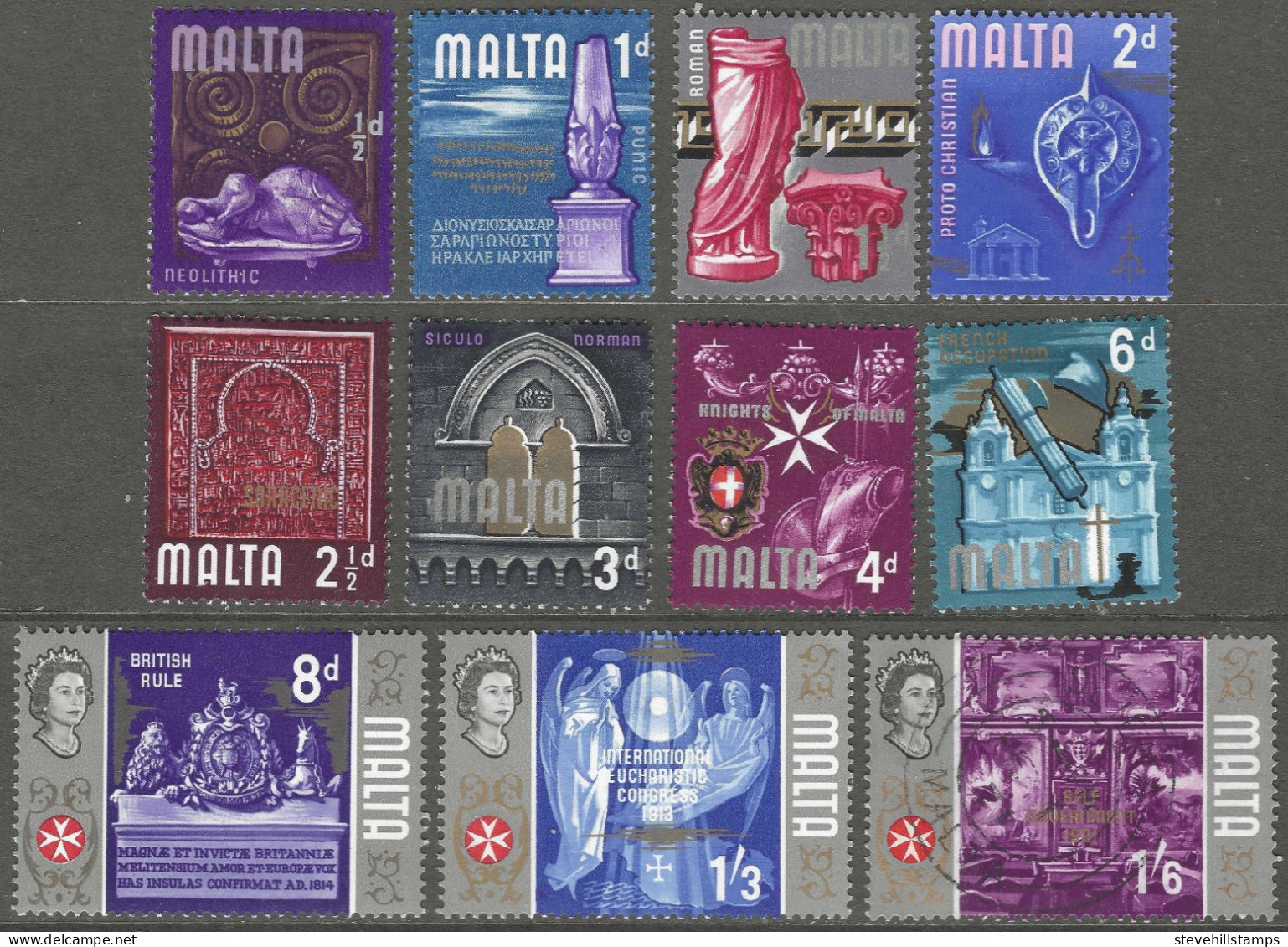 Malta. 1965-70 Definitives. 11 MH Values To 1/6. SG 330etc. M3019 - Malte