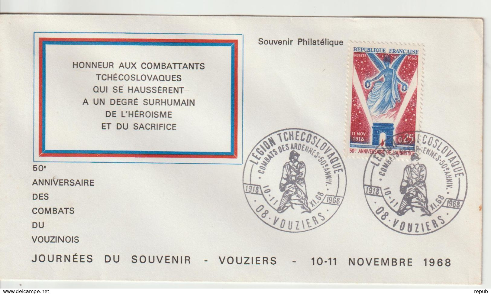 France 1968 Légion Tchécoslovaque Vouziers (08) - Commemorative Postmarks