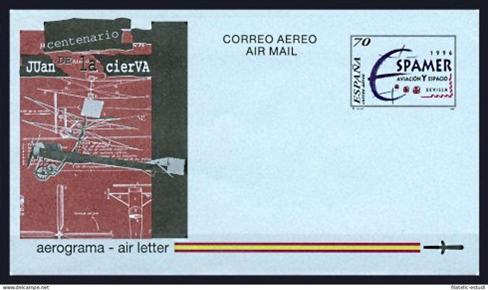 España Aerograma 221 1996  Espamer 96 Aviación Y Espacio Juan De La Cierva - Aerogramme